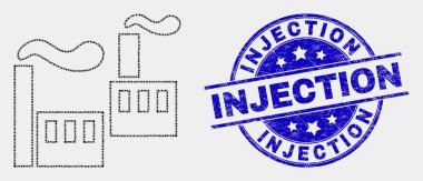 Vektör Piksel Endüstriyel Fabrika Simgesi ve Çizik Enjeksiyon Contası