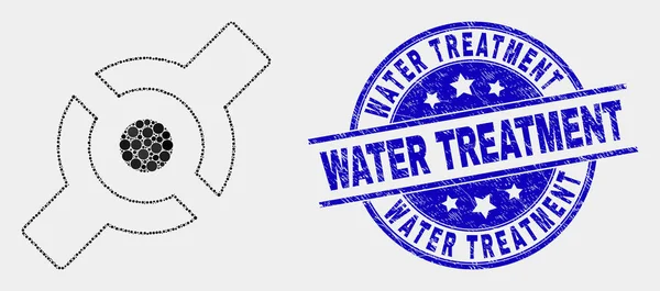 Векторна Піксельна штучна ікона і дистрес очищення води штамп — стоковий вектор