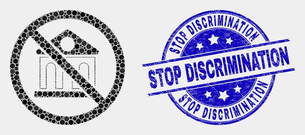 Vektor Pixelated Forbidden Bank Icon and Distress Stop Discrimination Watermark - Stok Vektor