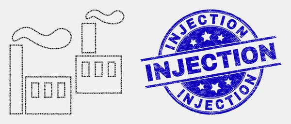 Vektör Piksel Endüstriyel Fabrika Simgesi ve Çizik Enjeksiyon Contası