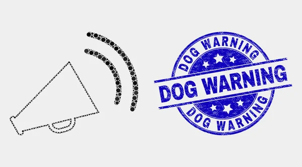 Icône de son mégaphone vectoriel Pixel et filigrane d'avertissement pour chien rayé — Image vectorielle