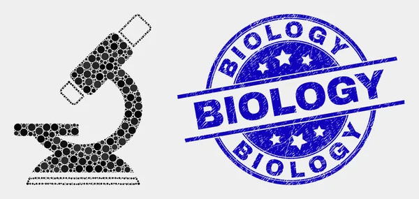 矢量像素显微镜图标和遇险生物图章 — 图库矢量图片