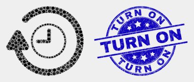 Vektör Pikselli Saat Yönünde Döndür Simge ve Sıkıntı Açma Damgası