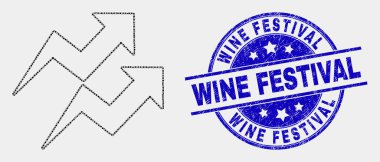 Vektör Noktalı Trend Oklar Simge ve Grunge Şarap Festivali Damga