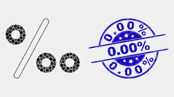 Vector punteado por mille icono y la angustia 0.00 por ciento sello — Vector de stock