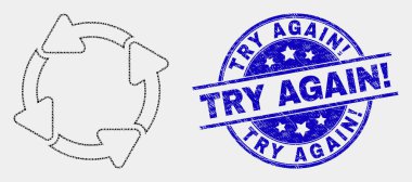 Vektör Noktalı Sirkülasyon Oklar Simge ve Çizik Tekrar ünlem Damga Mühür deneyin