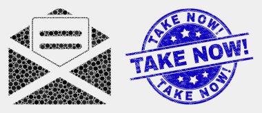 Vektör Piksel Açık Posta Simgesi ve Çizik Şimdi ünlem Damgası alın