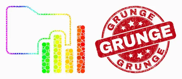 Icona cartella grafici pixel spettro vettoriale e sigillo timbro Grunge — Vettoriale Stock