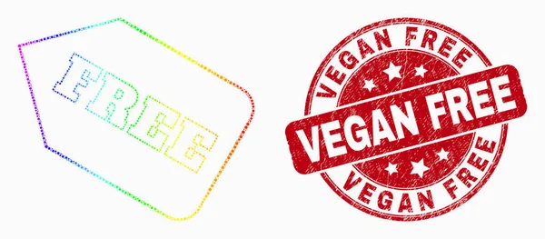 Vektorspektralpunkt frei Tag Symbol und Not veganfrei Siegel — Stockvektor