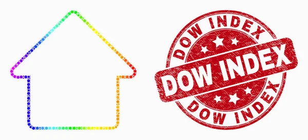 Sello de índice Vector Bright Dow Home Icono y Grunge Dow — Vector de stock