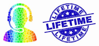 Vektör Parlak Pixelated Çağrı Merkezi Operatör Simgesi ve Sıkıntı Ömür Boyu Damga