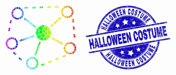 Vector Bright Pixelated Links Icon and Grunge Halloween Costume Watermark — Stock Vector