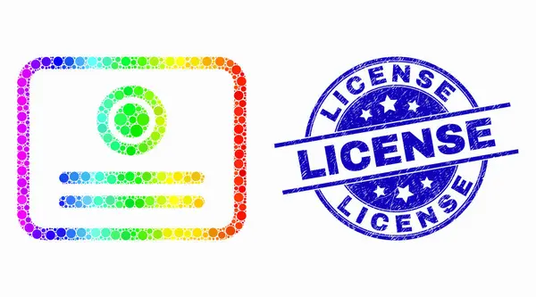 Vector Bright Dot Certificate Icon and Distress License Seal — Stock Vector