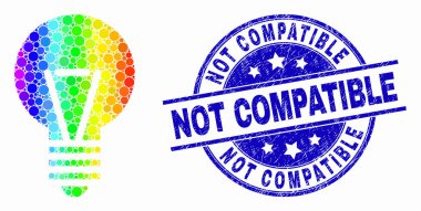 Vektör Parlak Noktalı Elektrik Ampul Simge ve Grunge Uyumlu Değil Filigran