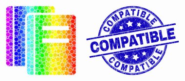 Vektör Parlak Piksel Kitaplar Simgesi ve Grunge Uyumlu Filigran