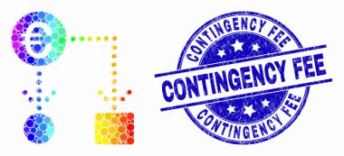 Vektör Spektrum Nokta Euro Nakit Akışı Simgesi ve Grunge Acil Durum Ücreti Mührü