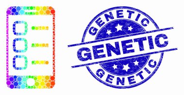 Vektör Spektral Piksel Akıllı Telefon Görevleri Simgesi ve Çizik Genetik Mühür