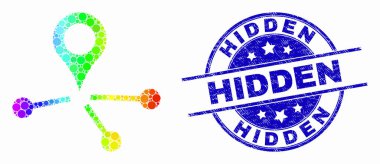 Vektör Gökkuşağı Renkli Piksel Harita İşaretçisi Linkler Simge ve Sıkıntı Gizli Damga