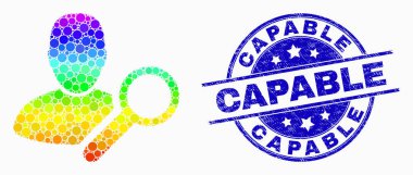 Vektör Spektral Noktalı Kullanıcı Simgesi ve Grunge Yetenekli Mühür bul