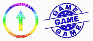 Vektör Spektrum Nokta Yuvarlak Ok Yukarı Simge ve Çizik Oyun Filigran