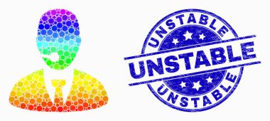 Vektör Parlak Noktalı Çağrı Merkezi Operatör Simgesi ve Distress Unstable Seal