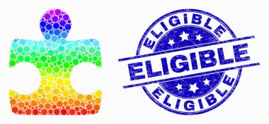 Vektör Spektral Pikselli Bulmaca Elemanı Simgesi ve Sıkıntı Uygun Damga