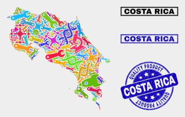 Endüstriyel Kosta Rika Haritası ve Kalite Ürün Damgası Bileşimi
