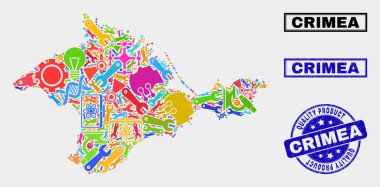 Araçların Bileşimi Kırım Haritası ve Kaliteli Ürün Damgası