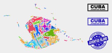 Hizmet Juventud Adası Haritası ve Kalite Ürün Damgası Kompozisyonu