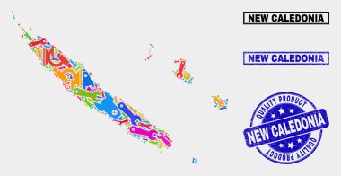 Teknoloji Bileşimi Yeni Kaledonya Adaları Haritası ve Kaliteli Ürün Mührü