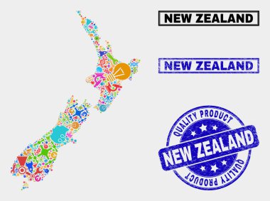 Teknoloji Bileşimi Yeni Zelanda Haritası ve Kaliteli Ürün Mührü