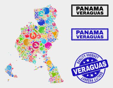 Hizmet Veraguas İl Haritası ve Kalite Ürün Mührü Kompozisyonu