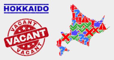 Hokkaido Harita İşareti Mozaik ve Tehlike Mührü Kolajı