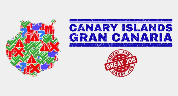 Composición de Gran Canaria Mapa Sign Mosaico y Grunge Gran Sello de Trabajo — Vector de stock