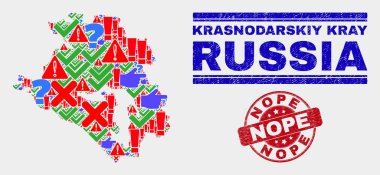 Krasnodarskiy Kray Haritası Sembol Mozaik ve Grunge Nope Filigran Kolaj