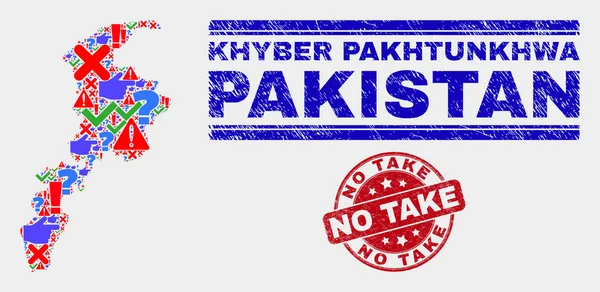 Khyber Pakhtunkhwa İl Haritası Sembol Mozaik ve Grunge No Take Filigran Kolaj — Stok Vektör