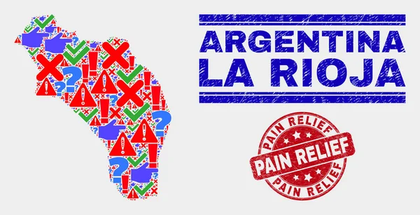 Склад Ла-Ріоха Аргентини карта знак мозаїки і лиха полегшення болю штамп ущільнення — стоковий вектор
