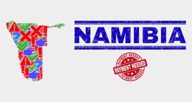 Kompozisyon Namibya Harita İşaret mozaik ve Grunge Ödeme Gerekli Pul Mühür