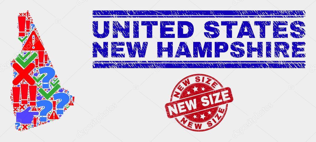 Collage of New Hampshire State Map Sign Mosaic and Distress New Size Seal