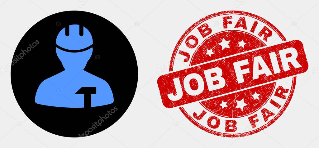 Vector Repairman Icon and Distress Job Fair Stamp Seal