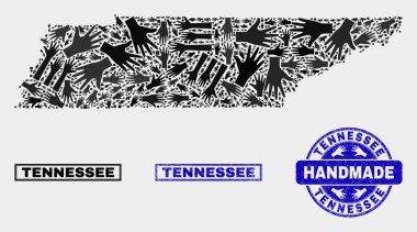 Tennessee Devlet Haritası ve Çizik Seal El Yapımı Kolaj