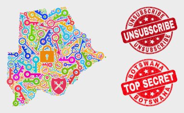 Gizlilik Botsvana Haritası ve Sıkıntı Unsubscribe Filigran Kompozisyon