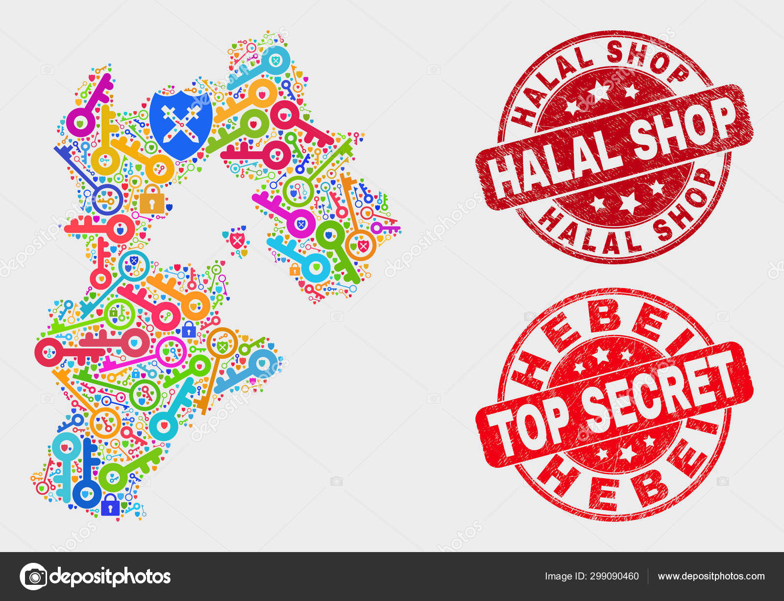 Composition Of Safety Hebei Province Map And Distress Halal Shop Watermark Stock Vector C Newdesignillustrations