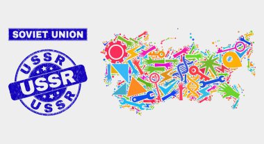 Mozaik Teknolojisi Sovyetler Birliği Haritası ve Sıkıntı SSCB Damga Mührü