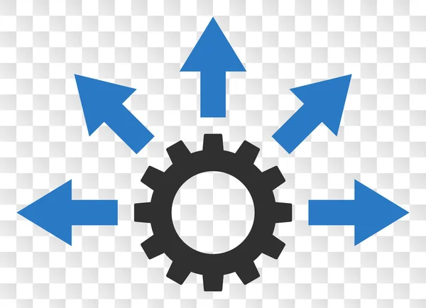 Vector tandwiel distributie icoon op schaak transparante achtergrond — Stockvector