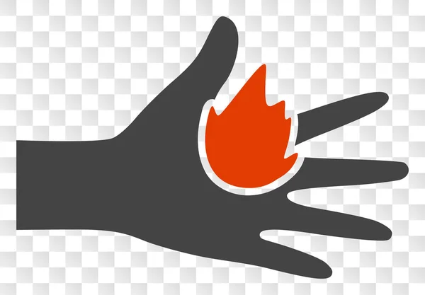 Ikona vektorového vypalování ruky na šachové průhledné pozadí — Stockový vektor