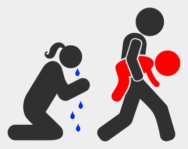 Beyaz Arka Plan Raster Çocuk Adalet ve Anne Simgesi