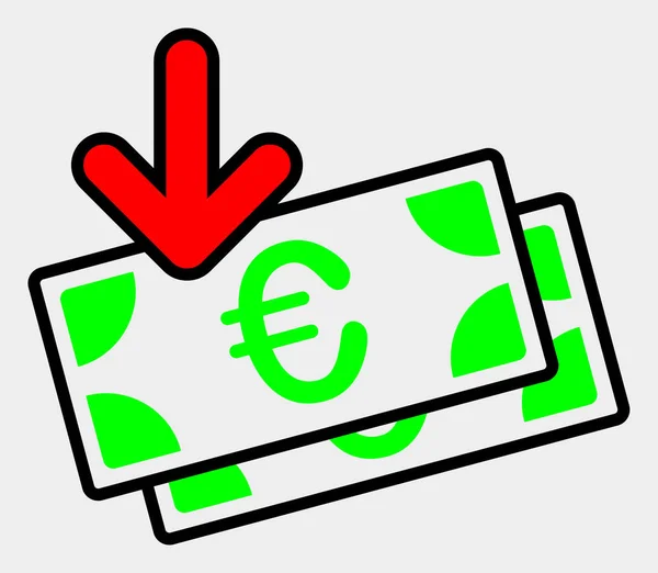 Raster euro sedlar inkomst ikon på vit bakgrund — Stockfoto