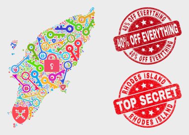 Gizli Rodos Adası Haritası Kolaj ve Çizik 40 Yüzde Kapalı Her şey Damga