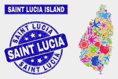 Kolaj Endüstriyel Saint Lucia Adası Haritası ve Sıkıntı Saint Lucia Seal